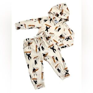🇨🇦‎ Little Eyes Scribbles Bamboo Kids Matching Hoodie & Joggers Set